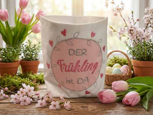 Der Frühling ist da mit Ranke - Vollstick Stickdatei